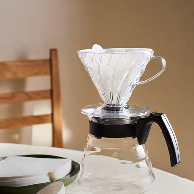 Kit Hario V60-02 Pour Over Transparente 600ml - Café Orfeu