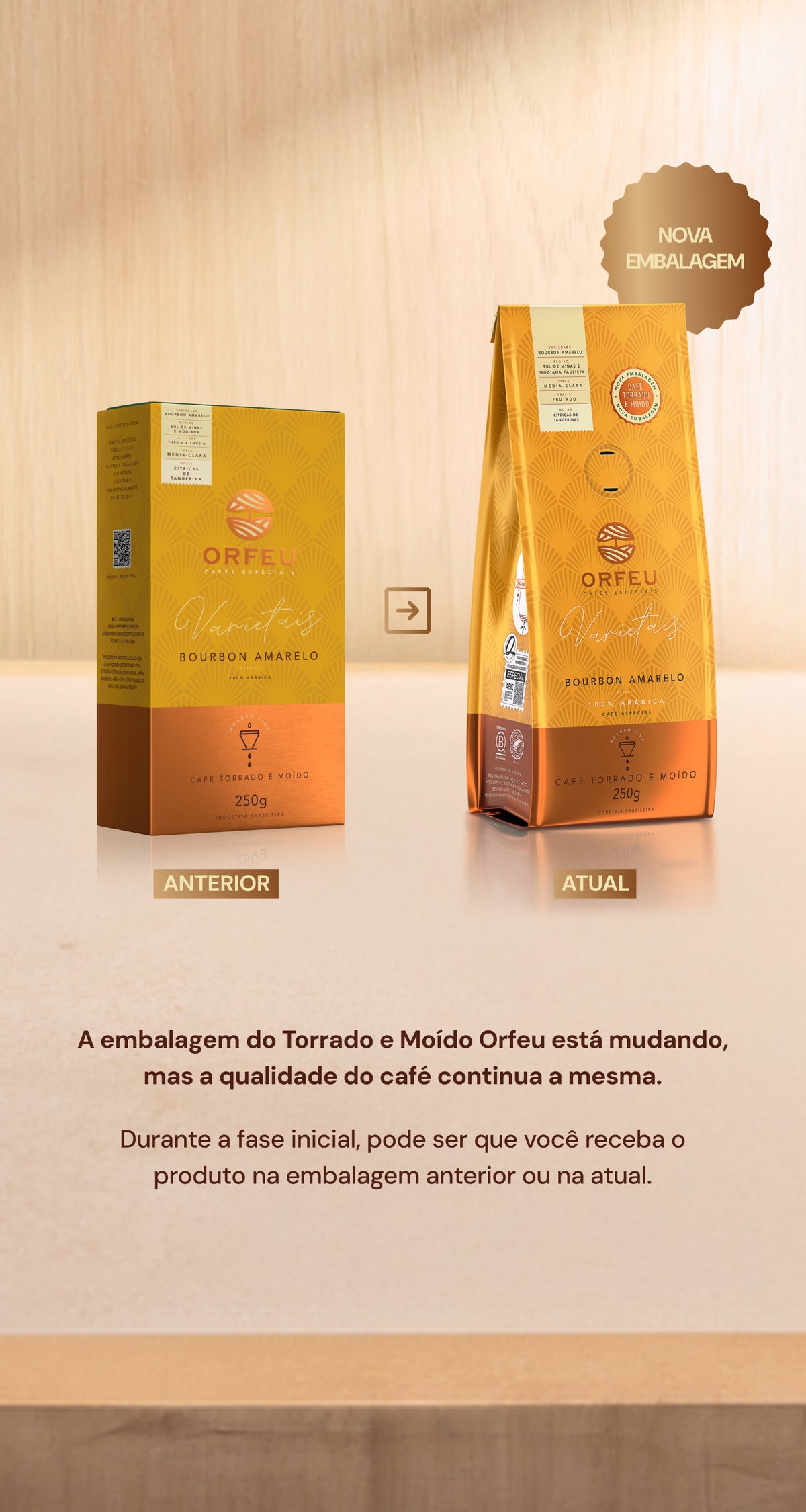 Café Orfeu Bourbon Amarelo Torrado e Moído 250g